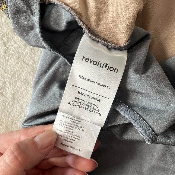 Revolution Dance Leotard Gray Silver Sequin, Adult Medium - Picture 11 of 12